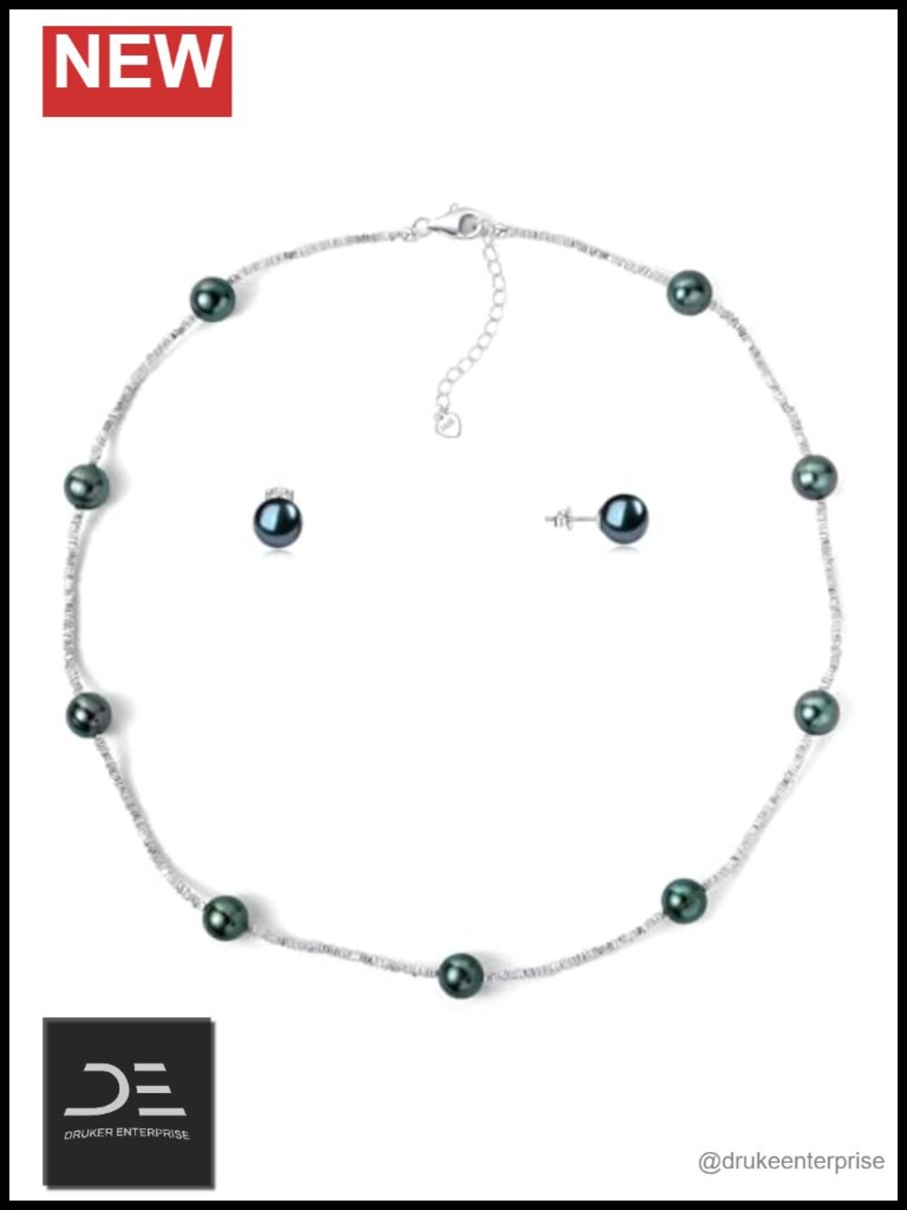 Cultured Pearl Necklace Earring Set with 925 Sterling Silver